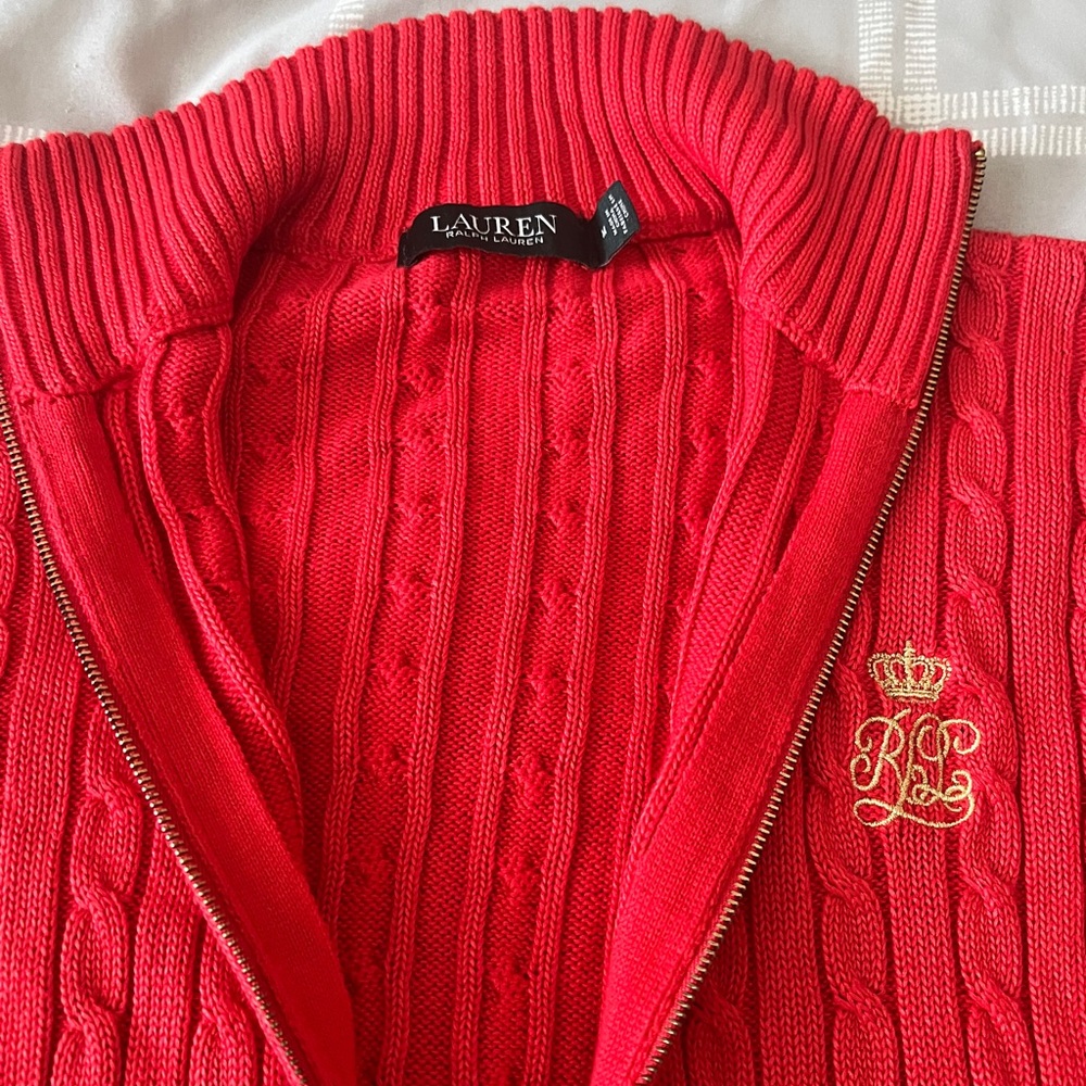 Ralph Lauren Red Cable Knit Sweater